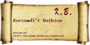 Korcsmár Balbina névjegykártya